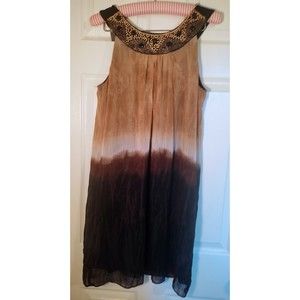 NWT Another Thyme Women's Brown Black Onbre Print Shift Dress Size 10